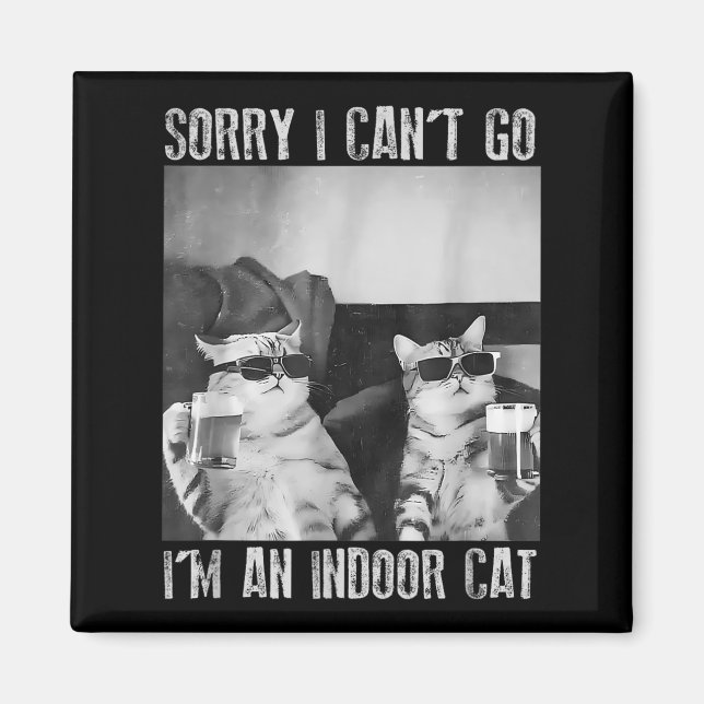 Aimant Mème de chat intérieur amusant Désolé je ne peux p (Devant)