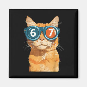 Aimant Mème de chat orange drôle 67 Six Sept Chats assort