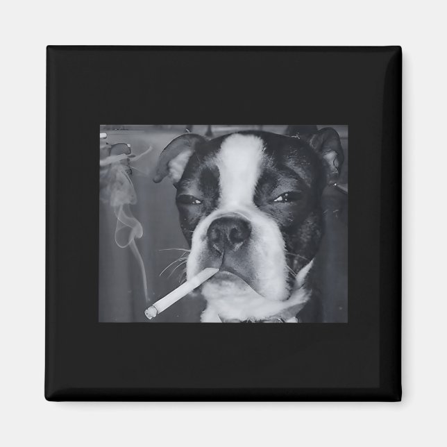 Aimant Mème de chien qui fume drôle Cigarette Mème de chi (Devant)