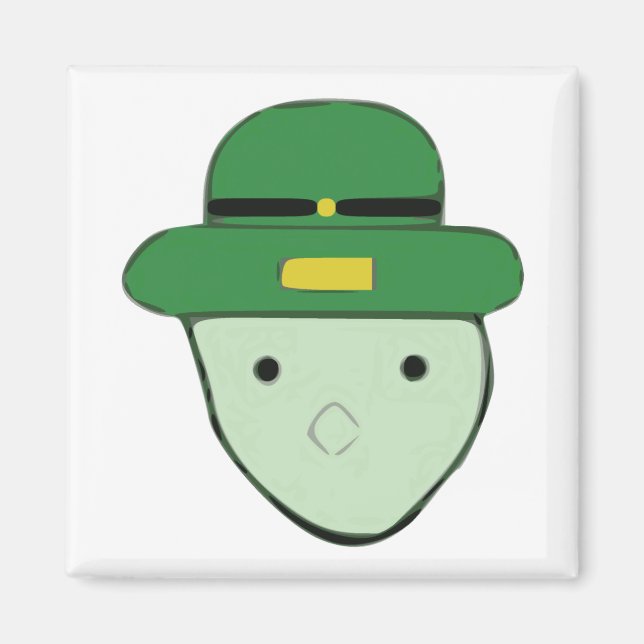Aimant Mème de croquis couleur vert Leprechaun (Devant)