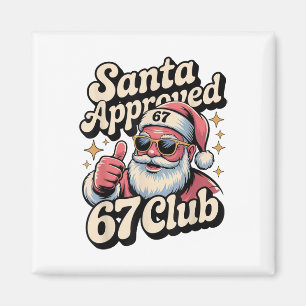 Aimant Mème de Noël drôle 67 - Rétro Santa approuvé 67 