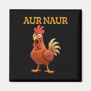 Aimant Mème de poulet Aur Naur drôle de coq de dessin ani