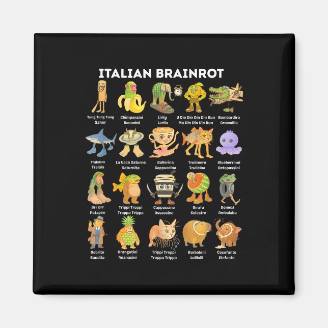 Aimant Mème de pourriture cérébrale italienne pour enfant (Devant)