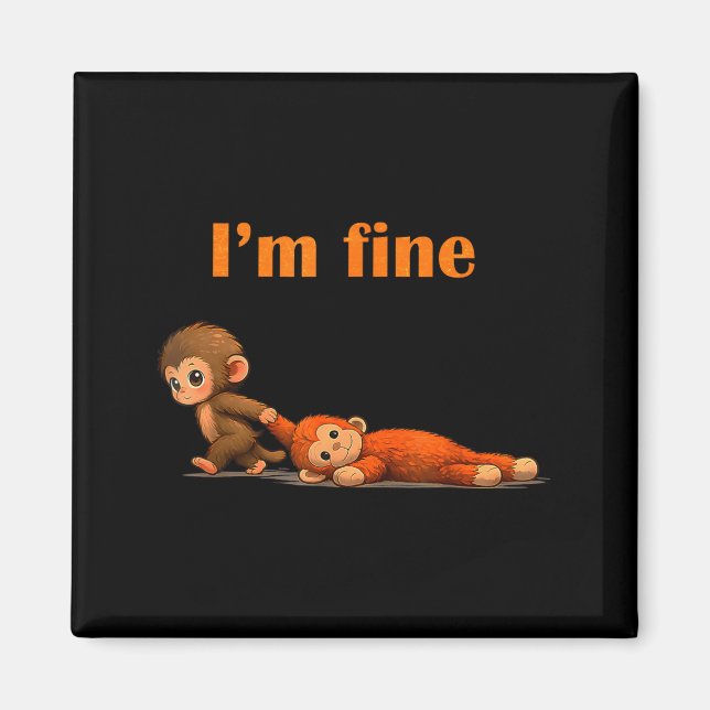 Aimant Mème de singe qui frappe en câlinant une peluche (Devant)