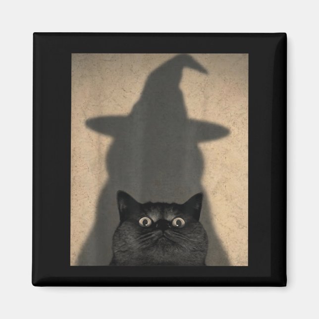 Aimant Mème de sorcière de chat noir drôle Halloween vint (Devant)