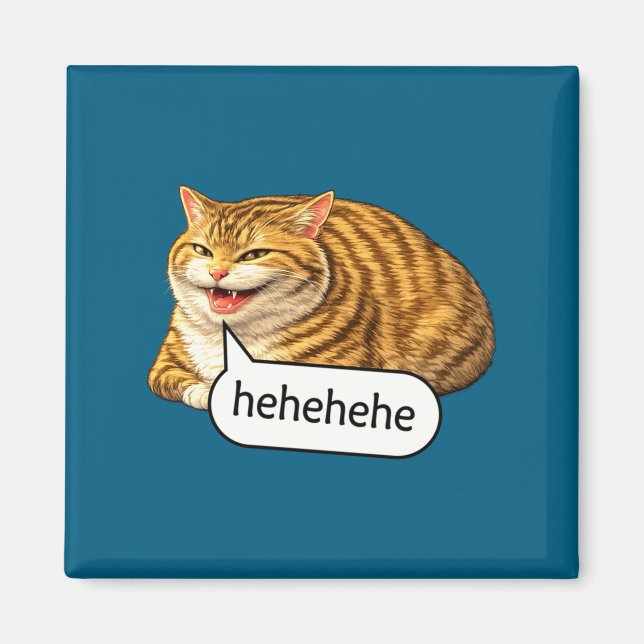 Aimant Mème de sourire de chat drôle et ringard Chat gros (Devant)