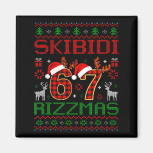 Aimant Mème drôle de Skibidi Rizzmas ambiance Noël laid X