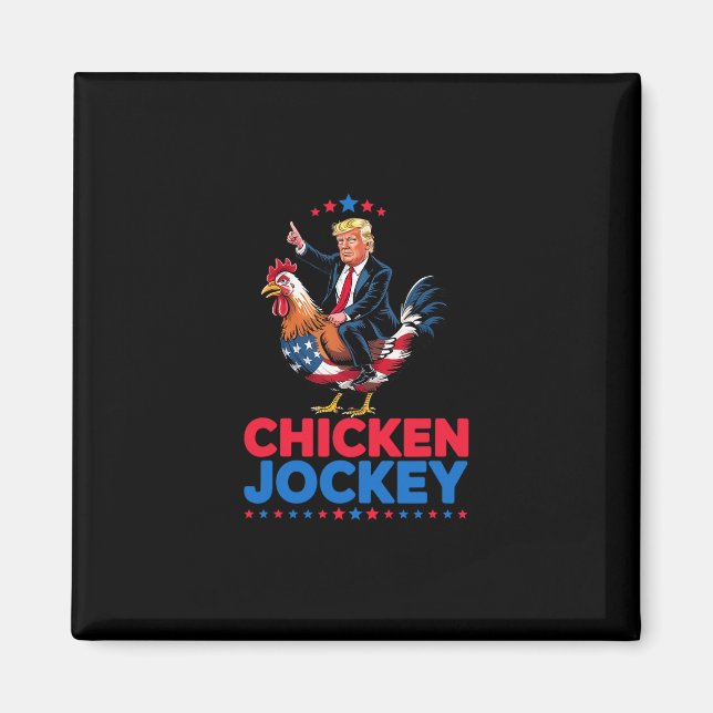 Aimant Mème drôle de Trump Jockey de poulet  (Devant)