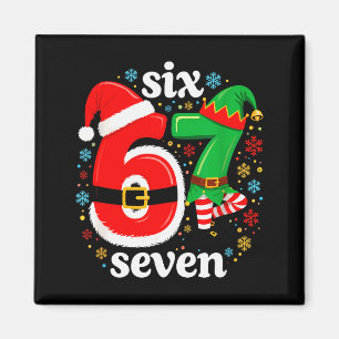 Aimant Mème drôle Six Sept 67 Elfe 6 7 Père Noël de Noël