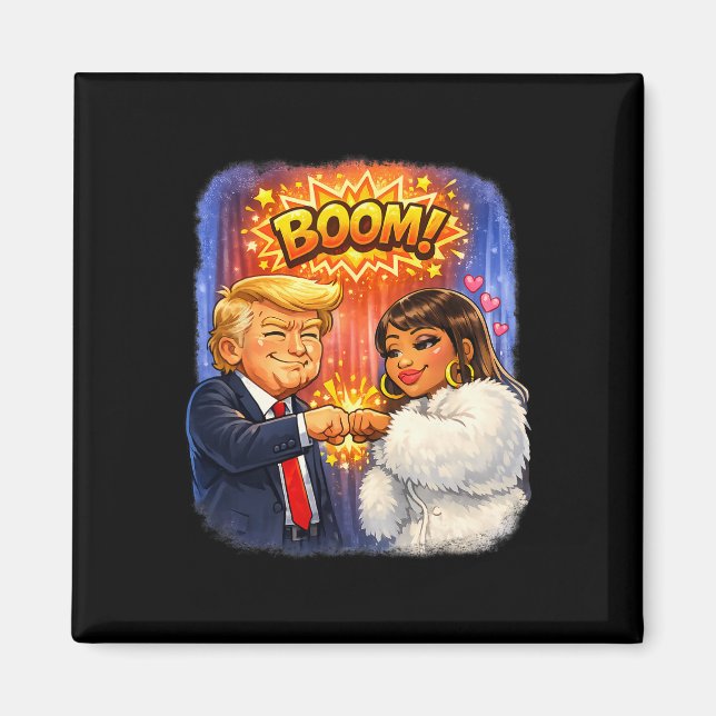 Aimant Mème drôle Trump et Nicki high five pour s'amuser  (Devant)