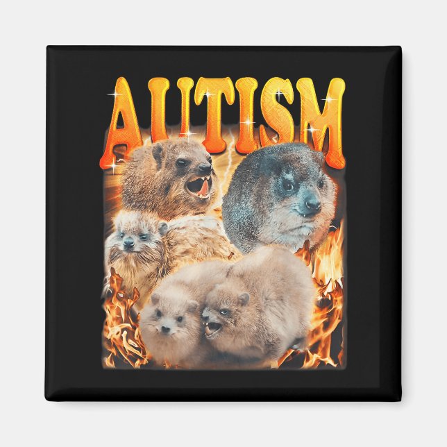 Aimant Mème drôle Woodchucks Groundhogs Autistique Autism (Devant)