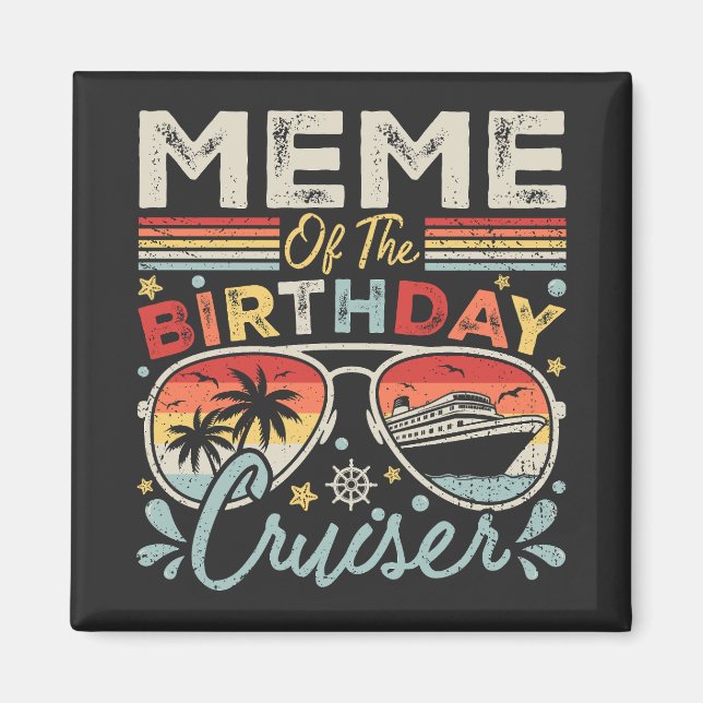 Aimant Mème du Carré de vacances de croisière d'anniversa (Devant)