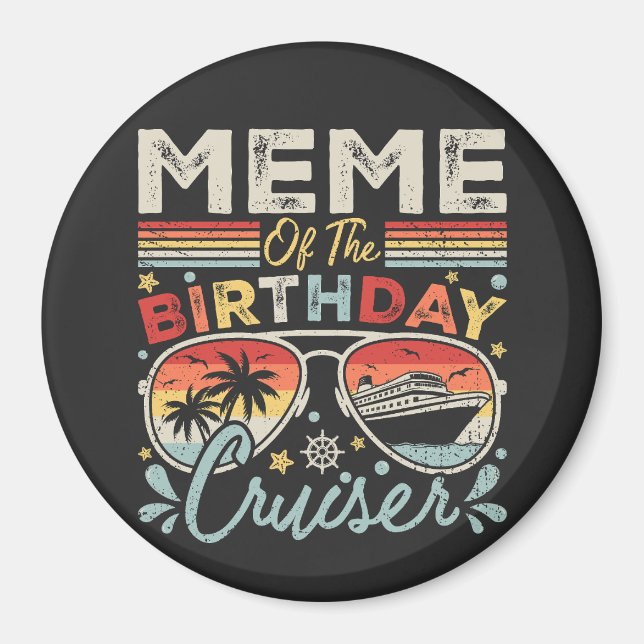 Aimant Mème du Cercle de Vacances de Cruiser Anniversaire (Devant)