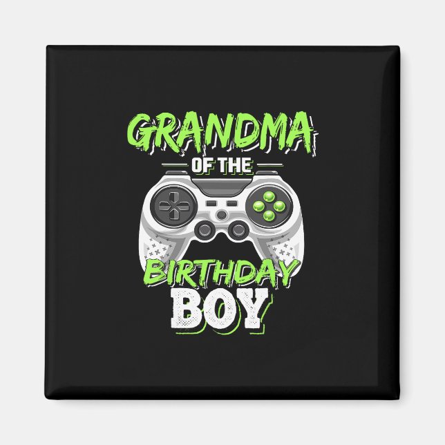 Aimant Mémé du garçon d'anniversaire jeu vidéo correspond (Devant)
