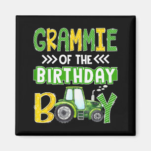 Aimant Mémé du garçon d'anniversaire Tracteurs Camions de