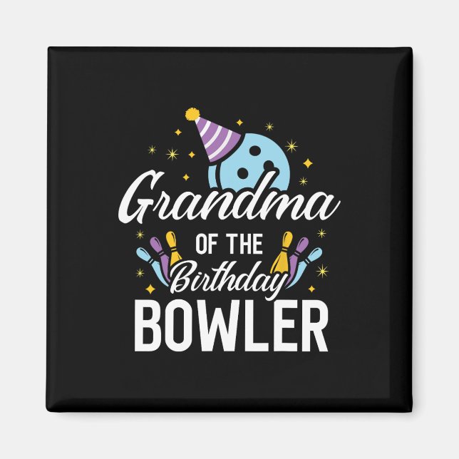 Aimant Mémé du match de bowling de la fête d'anniversaire (Devant)