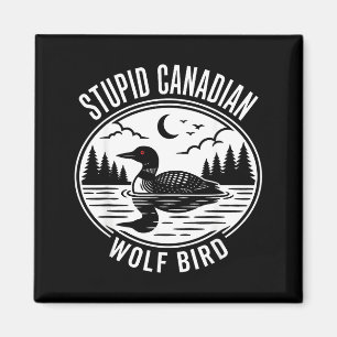 Aimant Mème idiot de hockey sur loup canadien échauffé
