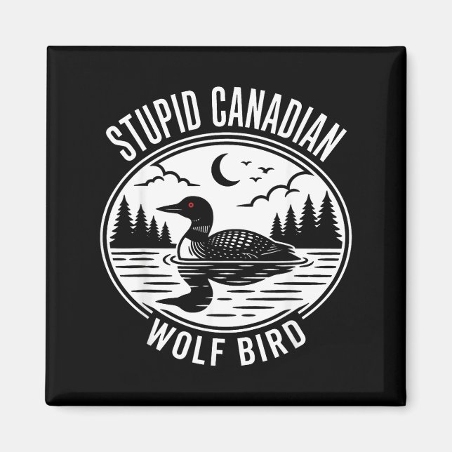 Aimant Mème idiot de hockey sur loup canadien échauffé  (Devant)