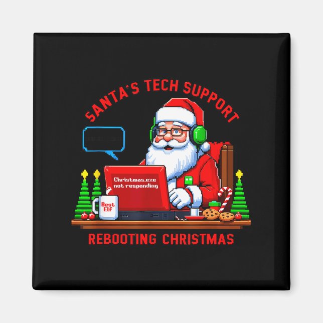 Aimant Mème informatique drôle Rebooting du soutien techn (Devant)