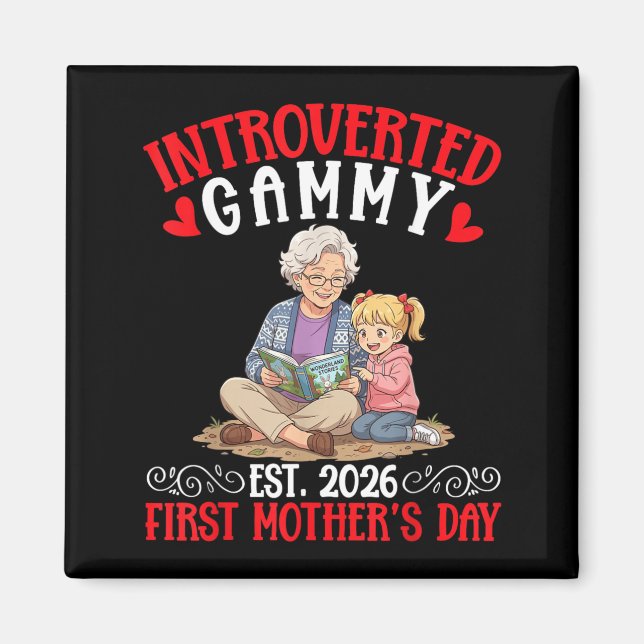 Aimant Mémé introvertie 2026 Ft lecture de la fête des mè (Devant)