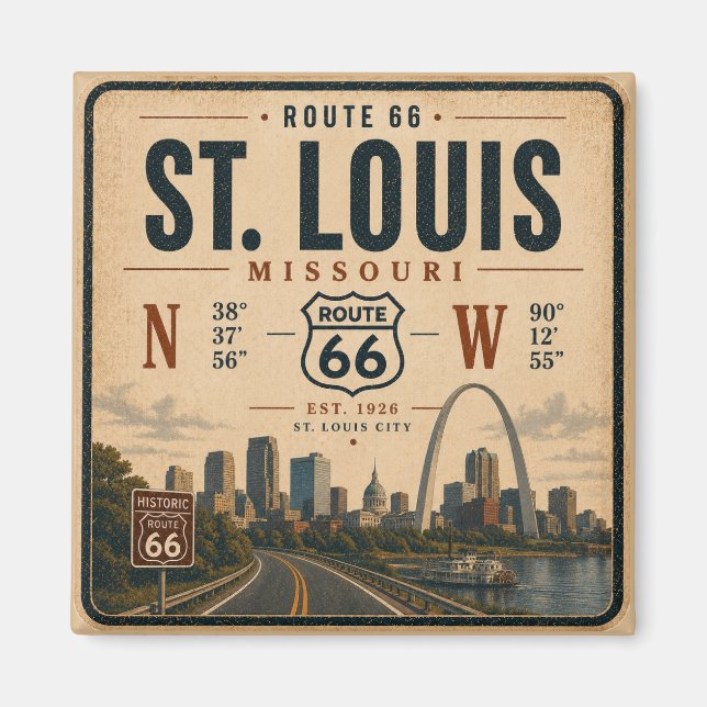 Aimant Mémento des coordonnées de l'arche de la route 66  (Devant)