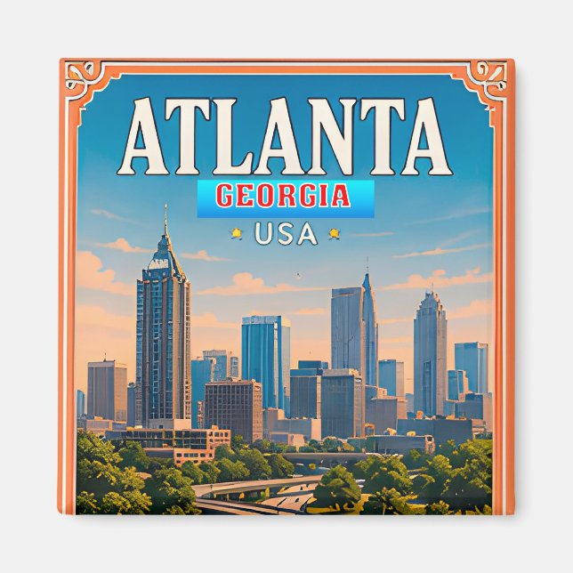 Aimant Mémoire de vacances à Atlanta Géorgie (Devant)
