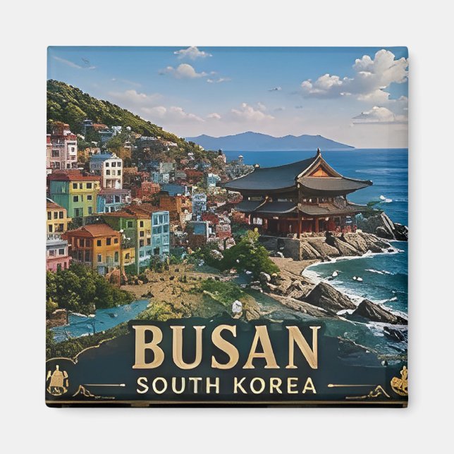 Aimant 🧲 Mémoire de vacances à Busan en Corée du Sud pou (Devant)