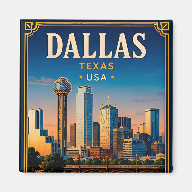 Aimant ⭐ Mémoire de vacances à Dallas Texas (Devant)