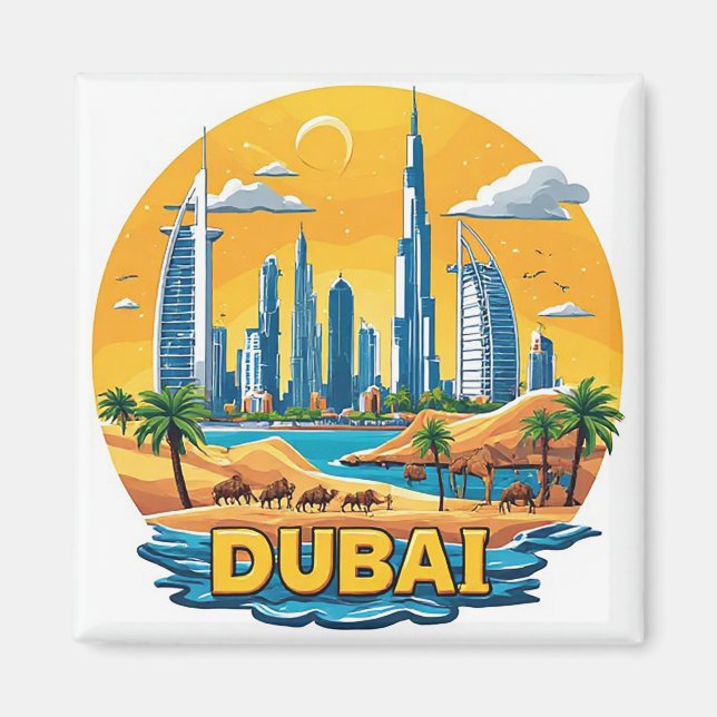 Aimant 🧲 Mémoire de vacances à Dubaï Marina depuis les É (Devant)