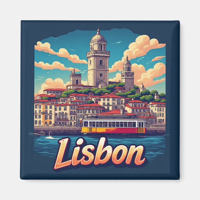 Aimant 🧲 Mémoire de vacances à Lisbonne au Portugal (Devant)