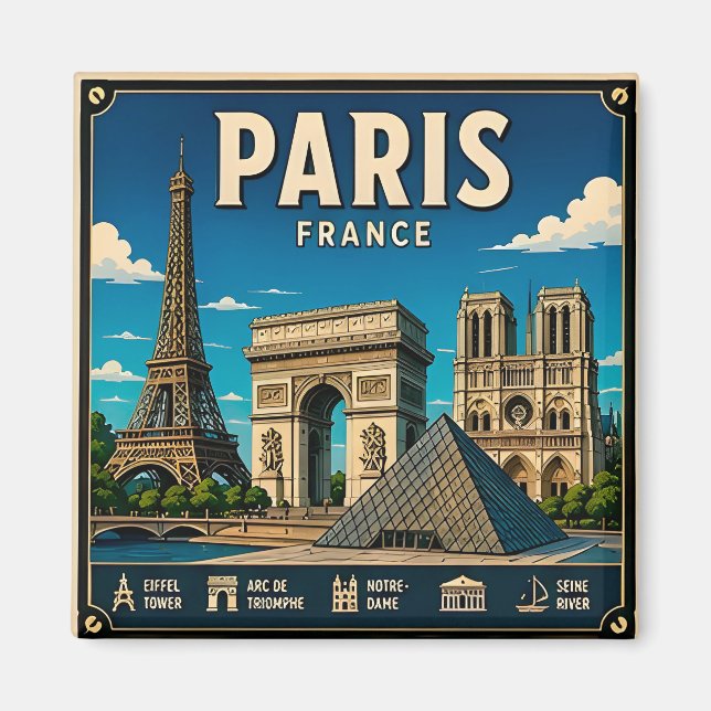 Aimant 🧲 Mémoire de vacances à Paris France pour les amo (Devant)