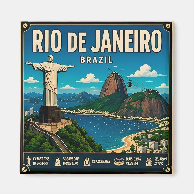 Aimant 🌎 Mémoire de vacances à Rio De Janeiro pour les v (Devant)