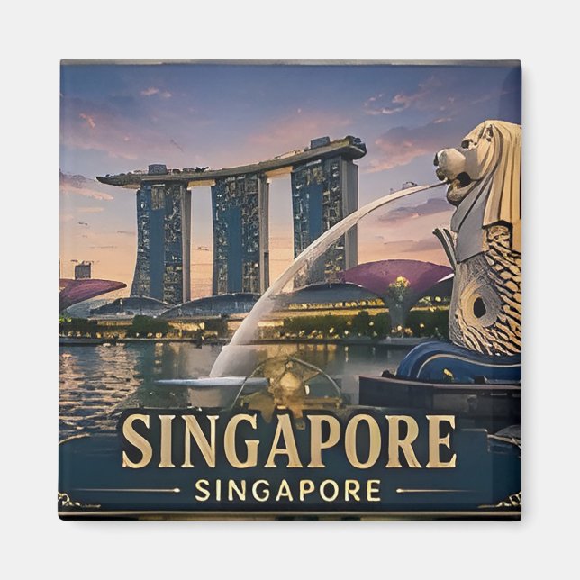 Aimant 🌏 Mémoire de vacances à Singapour pour les voyage (Devant)