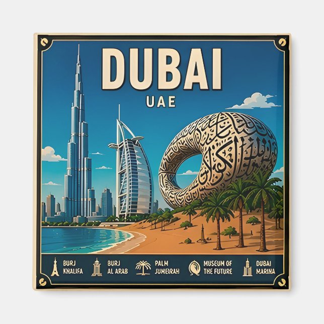 Aimant 🧲 Mémoire de voyage à Dubaï Émirats arabes unis � (Devant)