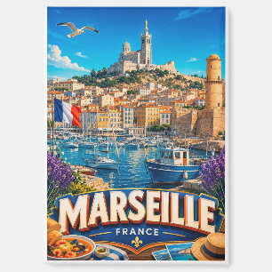 Aimant 🧲 Mémoire de voyage du Vieux-Port de Marseille Fr