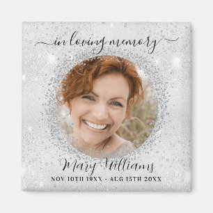 Aimant Mémorial brillant argent photo élégant