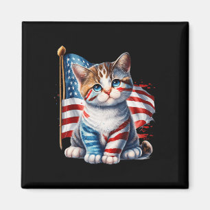 Aimant Memorial Day Chat Funny Kitten 4 juillet Patrioti