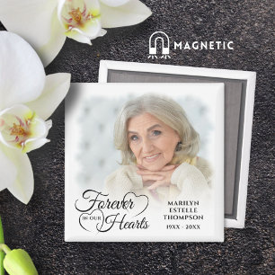 Aimant Mémorial pour toujours dans nos coeurs Photo noir