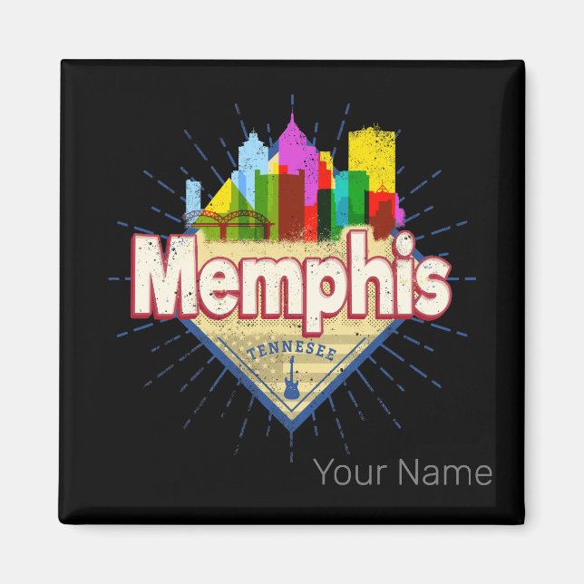 Aimant Memphis Tennessee United States Retro Skyline (Devant)