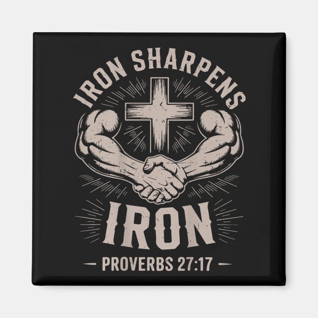 Aimant Men's Christian Workout Iron Sharpens Iron Proverb (Devant)