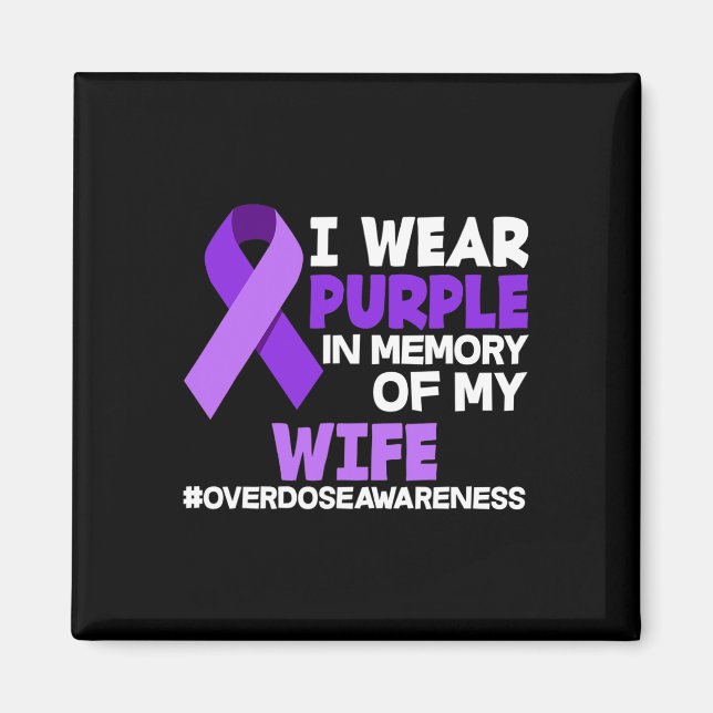 Aimant Mens Je Porte Du Violet En Mémoire De Ma Femme Sup (Devant)