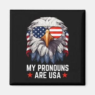 Aimant Mens Mes Pronounes Sont Usa Funny Eagle 4 juillet 