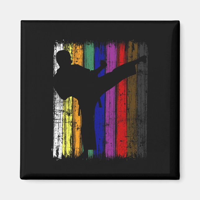 Aimant Mens Silhouette Karate Belt Couleurs (Devant)