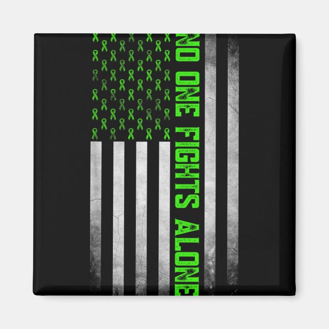 Aimant Mental Health Awareness Green Ribbon American Flag (Devant)