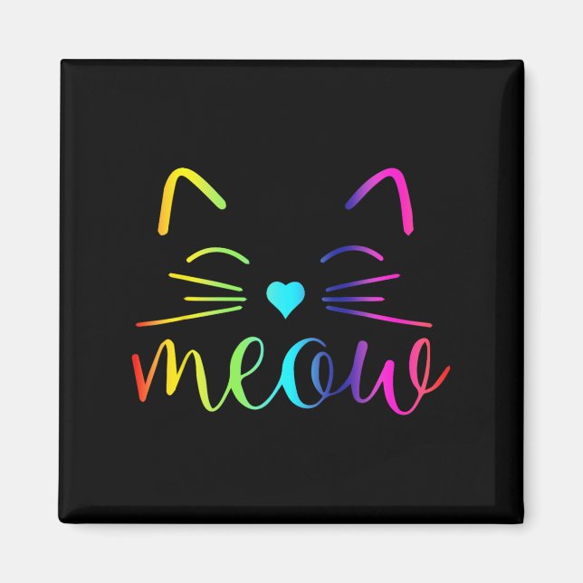 Aimant Meow Cute Chat Face Drôle Citation Pour Moi Fans D (Devant)