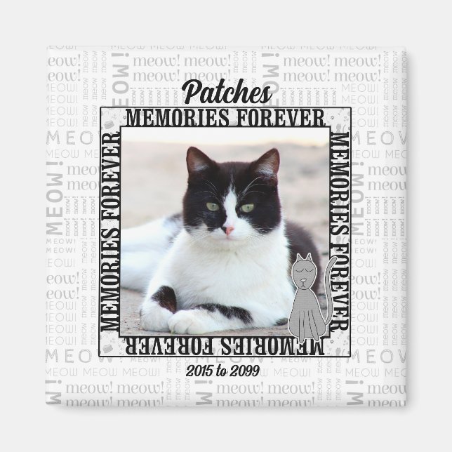 Aimant Meow Faded Arrière - plan Cat's Photo Pet Memorial (Devant)