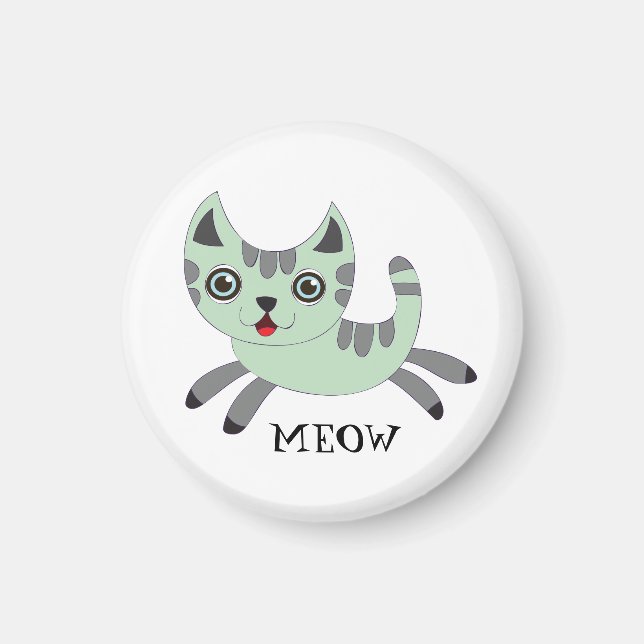 Aimant MEOW : Green Cat Runnin' (Devant)