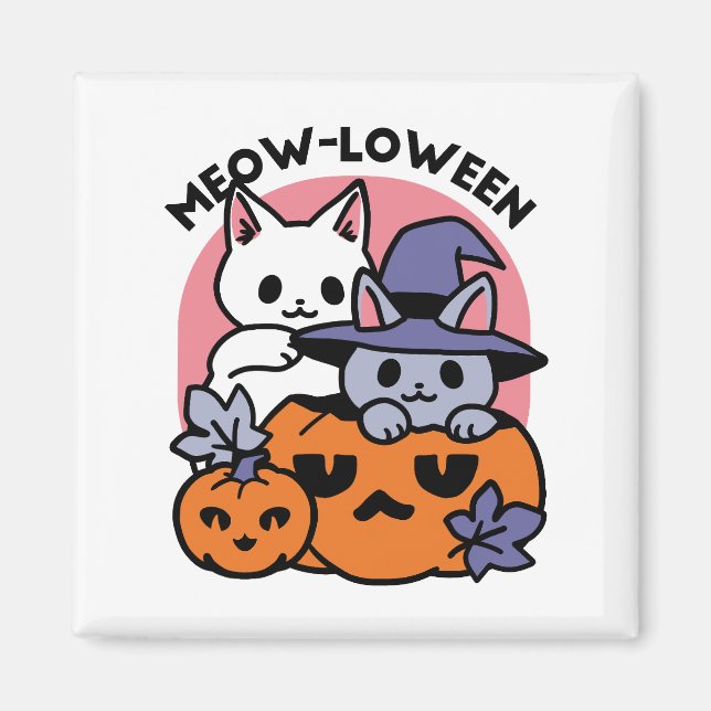 Aimant Meow-Loween - Cute Halloween Conception Chat (Devant)