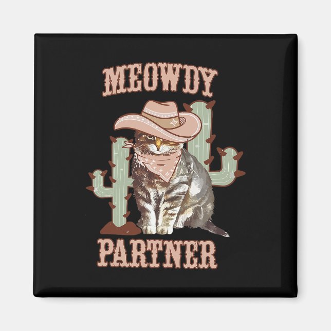Aimant Meowboy Partenaire Cowboy Chat Western Pays (Devant)