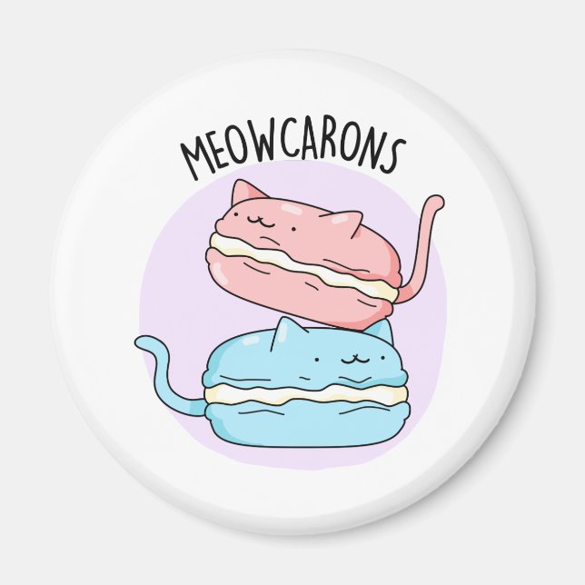 Aimant Meowcarons amusant Macaron Pun (Devant)